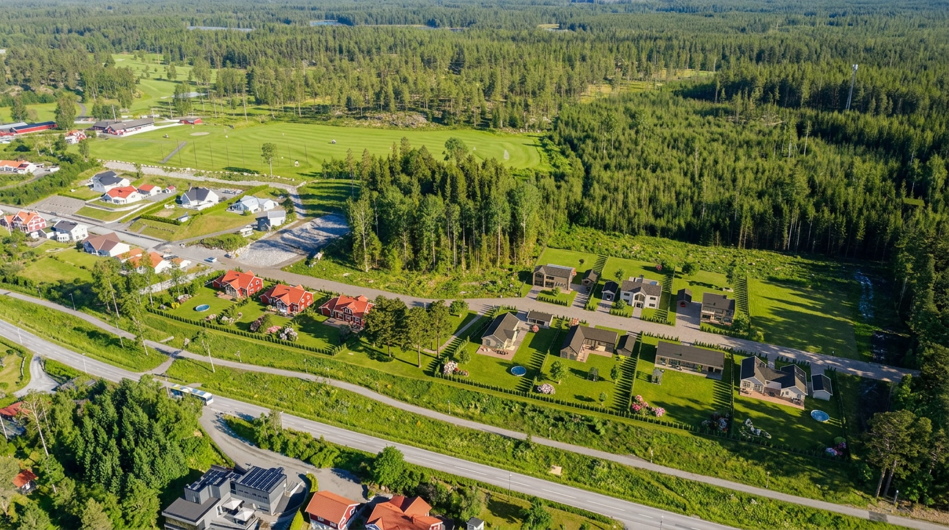 Frökenborg – flygvy med Karlskoga Golfklubb